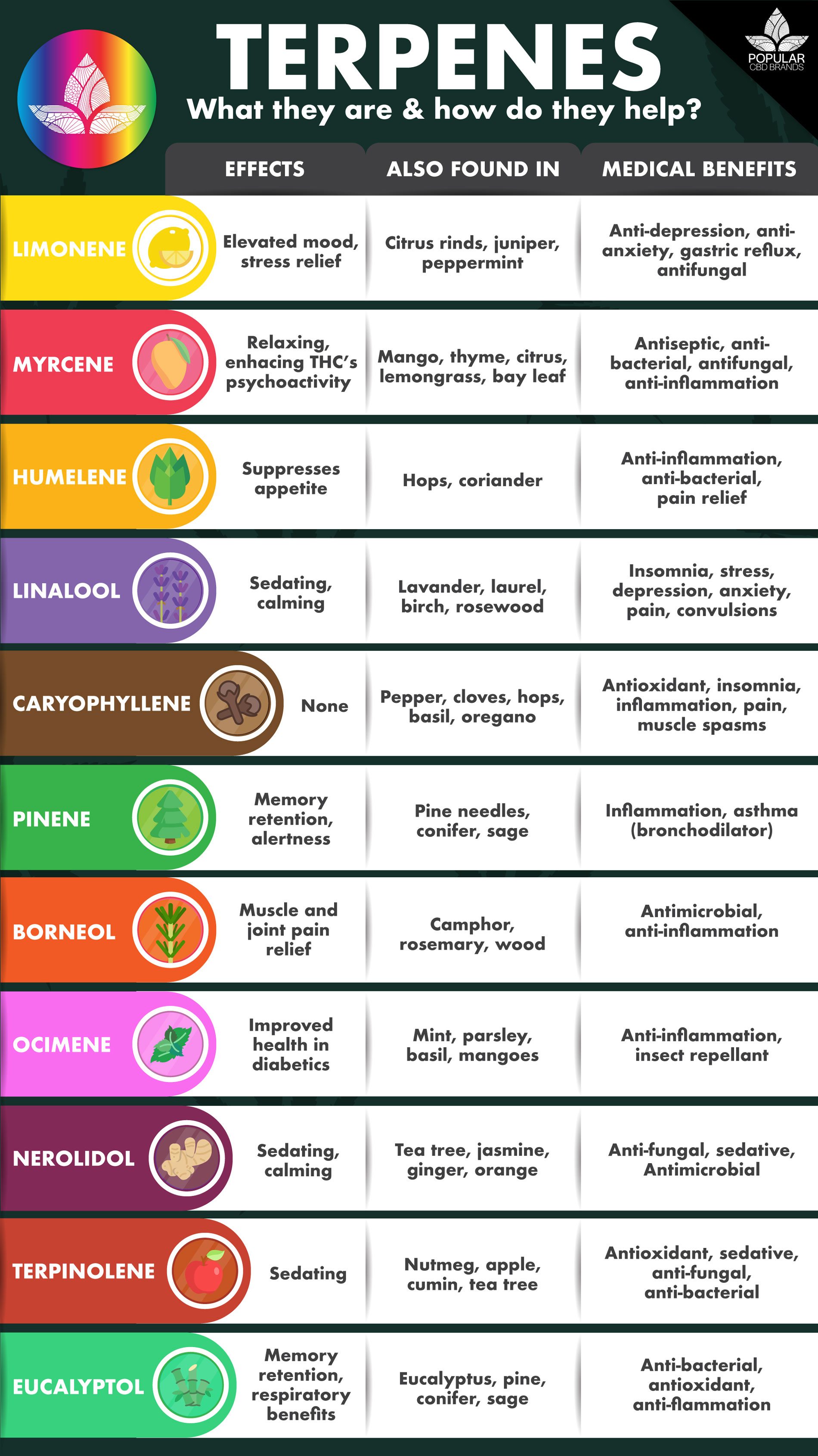 Cannabis Terpenes List Terpene chart